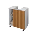 Ver imagem 1 de Gabinete para Banheiro Pequin Branco e Ripado 3D com Visual Moderno e Sofisticado