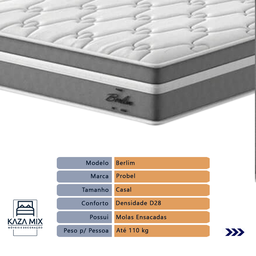 Colchão Berlim Probel Molas Ensacadas e Pillow Top:casal - 2