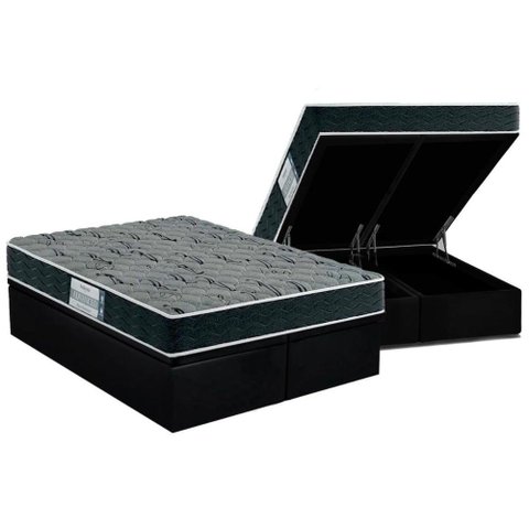 Cama Box Baú King: Colchão Espuma Probel D33 ProDormir Advanced Mega Resistente + Base CRC Suede