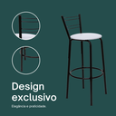 Ver imagem 4 de Kit 2 Banquetas para Balcão Bancada Cozinha Bistrô Ilhas Gourmet Bares Banco Flórida Preta