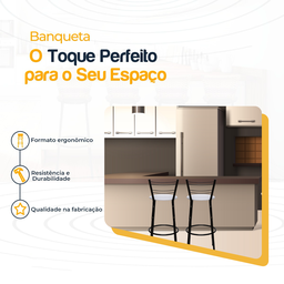 Kit 2 Banquetas para Balcão Bancada Cozinha Bistrô Ilhas Gourmet Bares Banco Flórida Preta - 3
