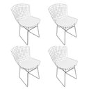 Ver imagem 1 de Kit 4 Cadeiras Bertoia Cromada com Assento Sintético Branco Cor Branco