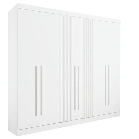 Guarda Roupa Casal 6 Portas 6 Gavetas - da Vinci Plus Ripado-branco - Móveis D'doro