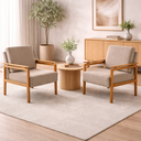 Ver imagem 1 de Kit 2 Poltronas Decor Pés Madeira Maciça Yasmin Linho Bege