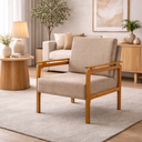 Ver imagem 7 de Kit 2 Poltronas Decor Pés Madeira Maciça Yasmin Linho Bege