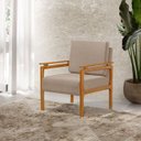 Ver imagem 2 de Kit 2 Poltronas Decor Pés Madeira Maciça Yasmin Linho Bege