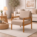 Ver imagem 3 de Kit 2 Poltronas Decor Pés Madeira Maciça Yasmin Linho Bege