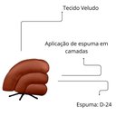 Ver imagem 3 de Poltrona Decorativa Micheli Base Giratória e Balanço Veludo Cor Terracota