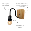 Ver imagem 3 de Arandela de Parede Colonial Retrô Simples Canopla Pinus - Soquete E-27 – Abf Luminárias:preto