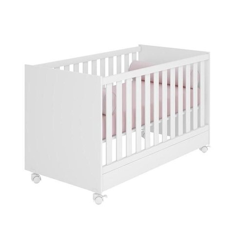 Berço Mini Cama Americano Doce Sonho com Rodízios Branco - Qmovi