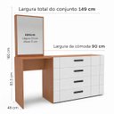 Ver imagem 2 de Conjunto Cômoda Penteadeira 4 Gavetas 150cm Lisboa Politorno Móveis