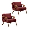Kit 2 Poltronas Decorativa Mona Madeira Maciça-veludo Bordo - 1