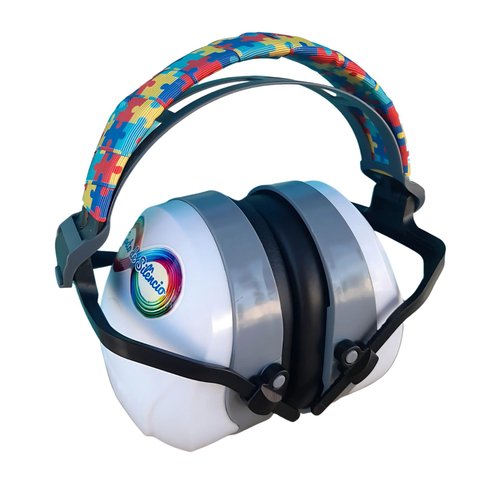 Abafador de Ruido 26 Db Branco para Autistas com Arco Colorido