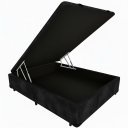 Ver imagem 1 de Cama Box Baú Casal Blindado com Pistão a Gás:suede Preto/casal
