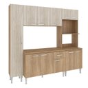 Ver imagem 1 de Cozinha Modulada Pequena Max 220 Cm Balcão Tampo Armário Nicho Forno Mdp Carvalho Blanche - Clicklar