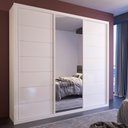 Ver imagem 1 de Guarda Roupa Casal Fusion com Espelho 3 Portas de Correr 4 Gavetas MDF Branco Bom Pastor Móveis