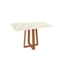 Ver imagem 1 de Mesa de Sala Jantar Elma Madeira Maciça C/tampo Madeirado C/ Vidro 80x120cm Carvalho/off White/