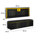 Ver imagem 4 de Kit Quarto Gamer Baú e Painel Fighter Usb 90 Cama Solteiro:preto e Amarelo
