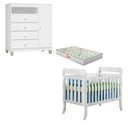 Ver imagem 2 de Berço Americano Lila com Colchão Gazin e Cômoda Infantil Ternura Baby Branco Brilho - Incorplac