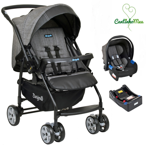 CARRINHO RIO K + CADEIRA TOURING X MESCLADO PRETO + BASE - BURIGOTTO