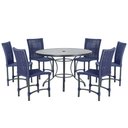 Ver imagem 1 de Mesa Ascoli 120 Cm com 6 Cadeiras Cannes de Alumínio Trama Azul