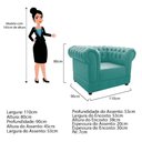 Ver imagem 7 de Conjunto Sofá Namoradeira e Poltrona Capitonê Chesterfield Suede Azul Tiffany Recepção Sala de Estar