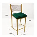Ver imagem 4 de Conjunto 4 peças Banqueta Empilhável Alta para Bar cor Dourado Fosco assento veludo verde