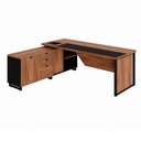 Ver imagem 2 de Mesa de Escritório Executiva com Armário Lateral e Caixa de Tomadas 3 Gavetas 200cm Corporate Nogal E Preto