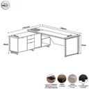 Ver imagem 3 de Mesa de Escritório Executiva com Armário Lateral e Caixa de Tomadas 3 Gavetas 200cm Corporate Nogal E Preto