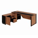 Ver imagem 5 de Mesa de Escritório Executiva com Armário Lateral e Caixa de Tomadas 3 Gavetas 200cm Corporate Nogal E Preto