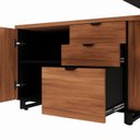 Ver imagem 7 de Mesa de Escritório Executiva com Armário Lateral e Caixa de Tomadas 3 Gavetas 200cm Corporate Nogal E Preto