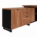 Ver imagem 4 de Mesa de Escritório Executiva com Armário Lateral e Caixa de Tomadas 3 Gavetas 200cm Corporate Nogal E Preto