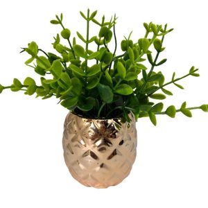 Vaso de cerâmica com trabalhado rose gold decorativo