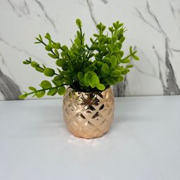 Vaso de cerâmica com trabalhado rose gold decorativo - 4
