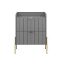 Ver imagem 4 de Mesa de Cabeceira Moriah 45cm com 2 Gavetas MDF Industrial Pés e Puxadores em Ferro Dourado