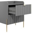 Ver imagem 6 de Mesa de Cabeceira Moriah 45cm com 2 Gavetas MDF Industrial Pés e Puxadores em Ferro Dourado