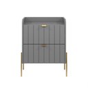 Ver imagem 4 de Mesa de Cabeceira Moriah 45cm com 2 Gavetas MDF Industrial Pés e Puxadores em Ferro Dourado