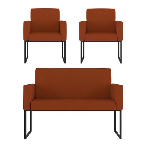 Kit Sofá 2 Lugares + 2 Poltronas para Recepção Sala Balaqui Cor:terracota Terracota