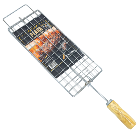 Grelha Plana Abre e Fecha Marivent para Churrasqueira Churrasco Assar Carne Filé Bife