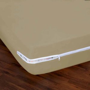 Capa de Colchão Queen Sonhos Malha 100% Algodão com Zíper 30cm de Altura - Caqui