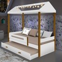 Ver imagem 1 de CAMA SOLTEIRO SARA BRANCA MEL COM CAMA AUXILIAR E LED