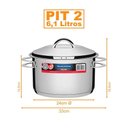 Ver imagem 2 de Kit Caçarola Aço Inox Solar 6,1 Litros Pit 2 + Luva Térmica 100% Algodão com 40cm - Tramontina