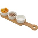 Ver imagem 2 de Conjunto 3 Petisqueiras de Porcelana com Suporte de Bambu 33cm X 8cm X 4cm, Branco - Wolff