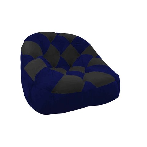 Poltrona Paloma Escritório Sala Pé Plástico Suede Azul Marinho e Suede Preto - Dominic Decor