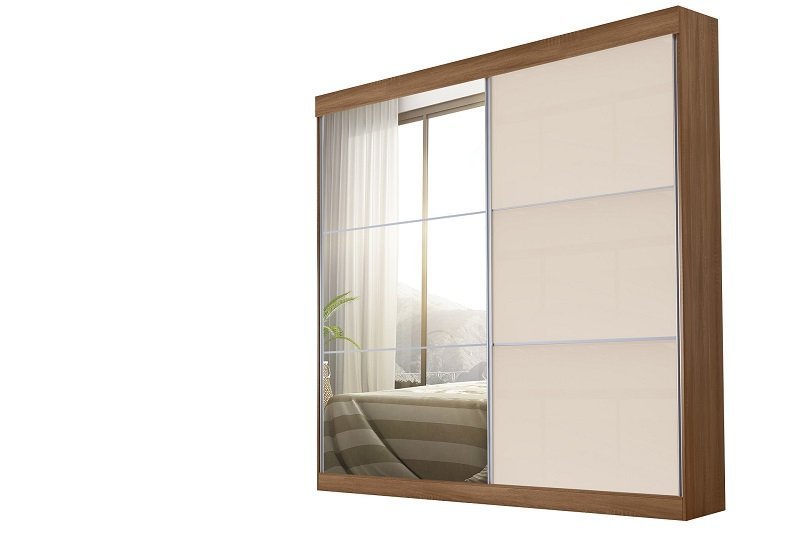 Roupeiro 2 Portas Correr Montes Claros Mel Mel Off White Com Espelho ...