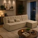 Ver imagem 1 de Sofá Cama King 5 Lugares 2,70m Alexa Suede Bege