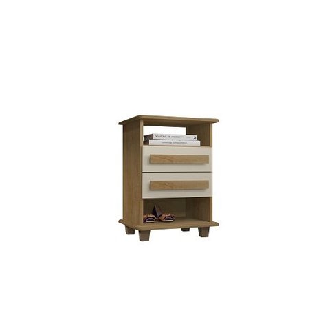 Mesa de Cabeceira 2 Gavetas Turim Cinamomo/off White – Rv Móveis