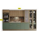 Ver imagem 2 de Armário de Cozinha Modulada Completa Reta 8 Peças 3,60m Botanic Kappesberg - Nogueira/Verde Oliva