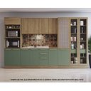 Ver imagem 1 de Armário de Cozinha Modulada Completa Reta 8 Peças 3,60m Botanic Kappesberg - Nogueira/verde Oliva