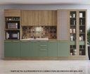 Ver imagem 1 de Armário de Cozinha Modulada Completa Reta 8 Peças 3,60m Botanic Kappesberg - Nogueira/Verde Oliva